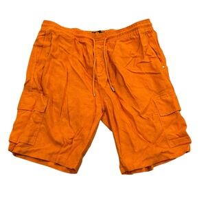 Vilebrequin Men's XXXL Orange Linen 10" Inseam Drawstring Cargo Beach Shorts euc